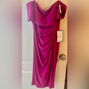 Xscape Vibrant hot pink /magenta pink /fushia/  off shoulder Dress NWT